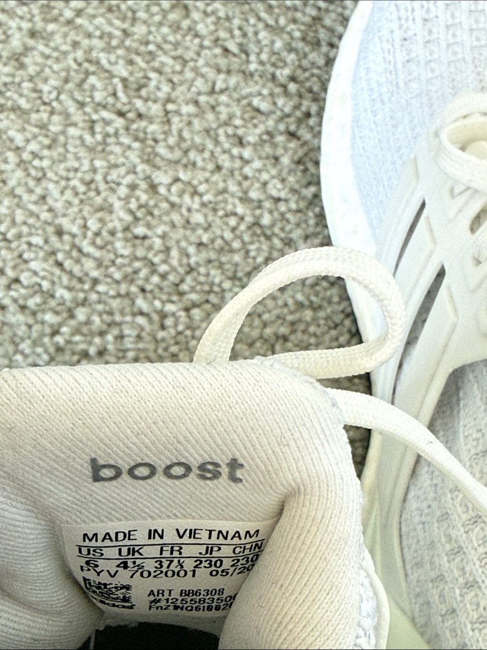 adidas White Ultraboost Sneakers - Women’s size 6 - Picture 5 of 8